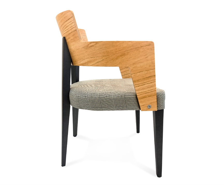 Bark Dining Chair Featuring Chinaberry and Graphite-Finished Legs