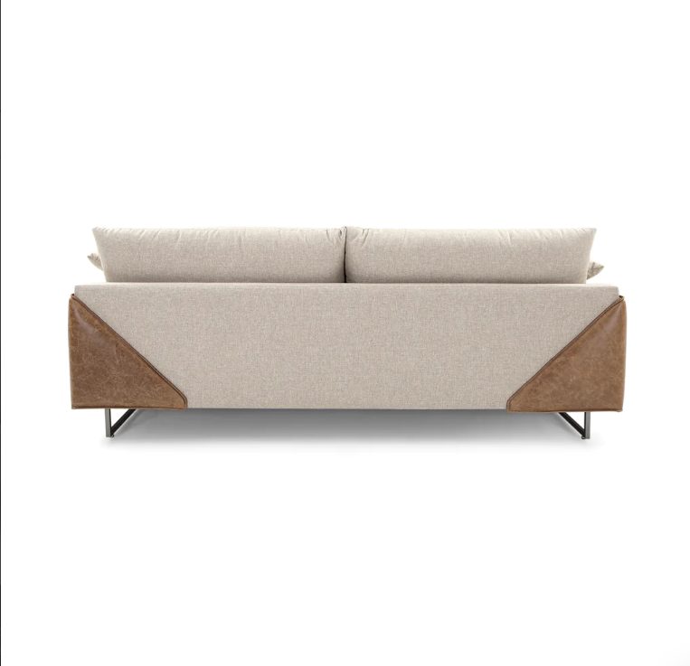 Gondole Four-Seat Contemporary Sofa in Fabric/Leather Combination