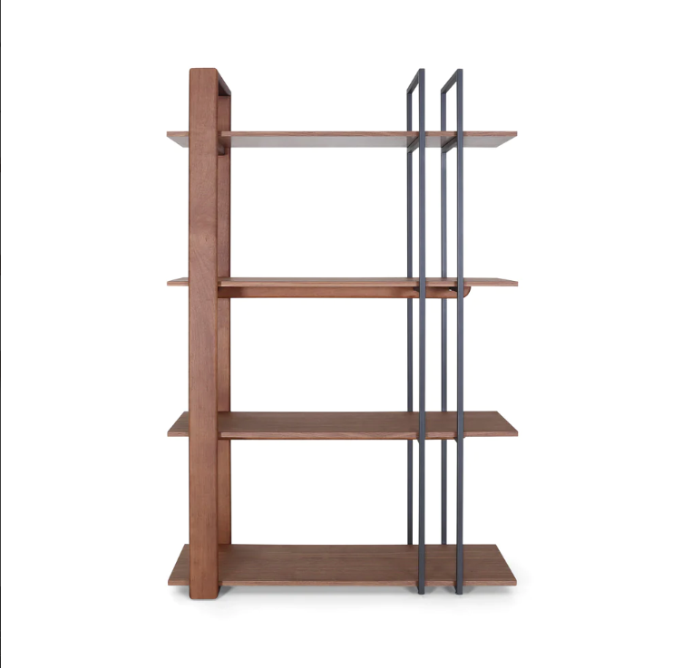 Contemporary Lim Bookcase in Walnut and Black Metal