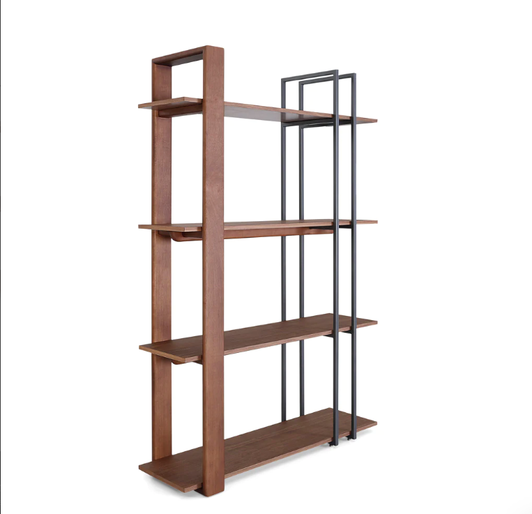 Contemporary Lim Bookcase in Walnut and Black Metal