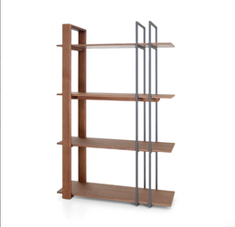 Contemporary Lim Bookcase in Walnut and Black Metal