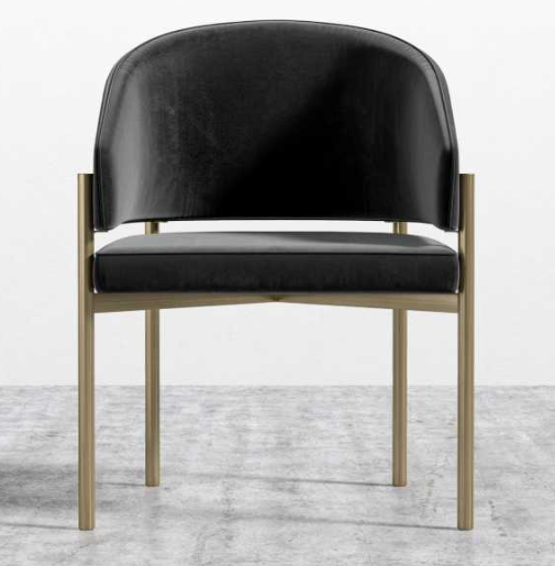 Solana Dining Chair, Antique Brushed Brass Base