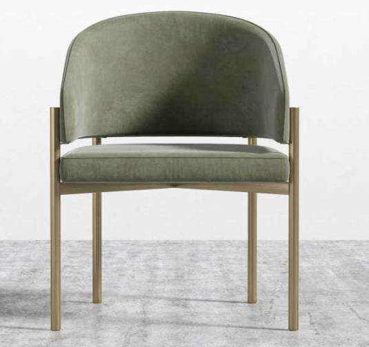 Solana Dining Chair, Antique Brushed Brass Base