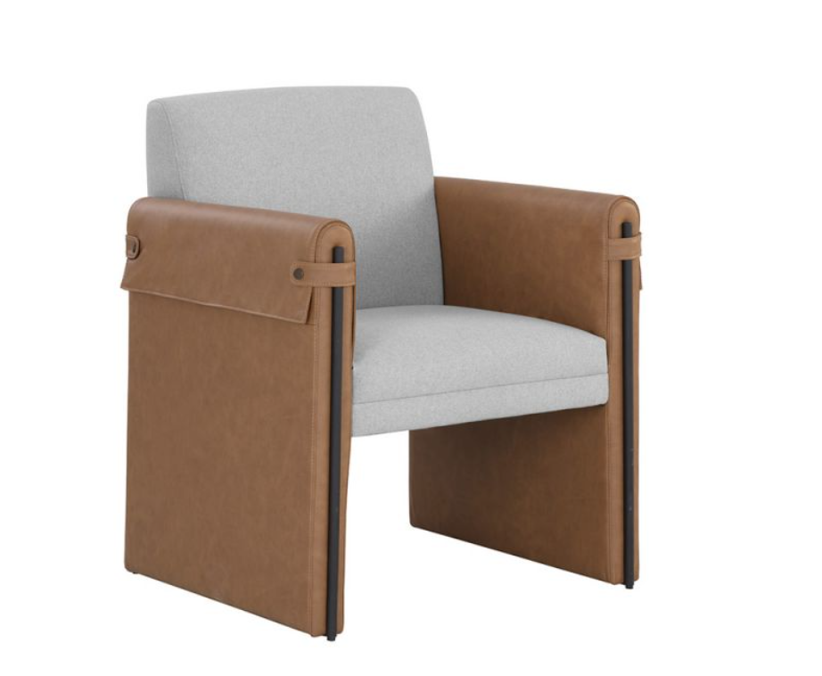 Izzie Dining Armchair - Light Grey / Milliken Cognac