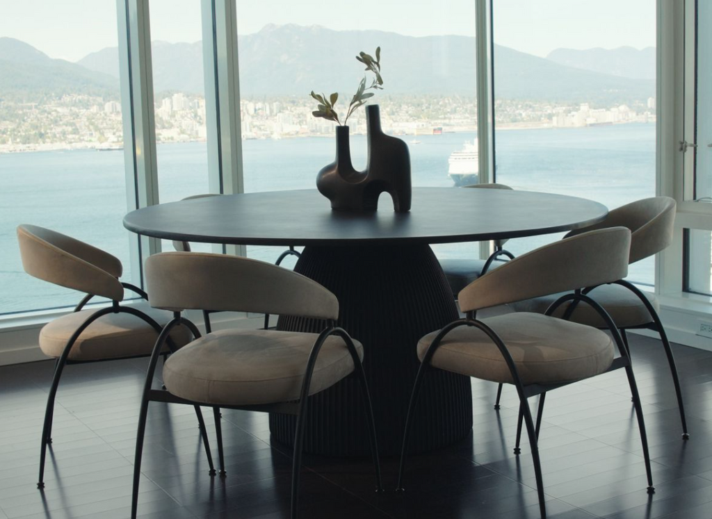 Gallus Dining Table, Black Concrete