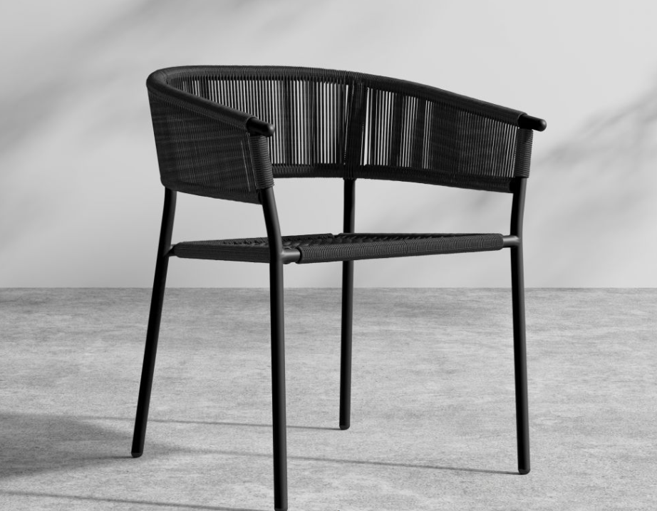 Afton Outdoor Dining Chair, Black Cord