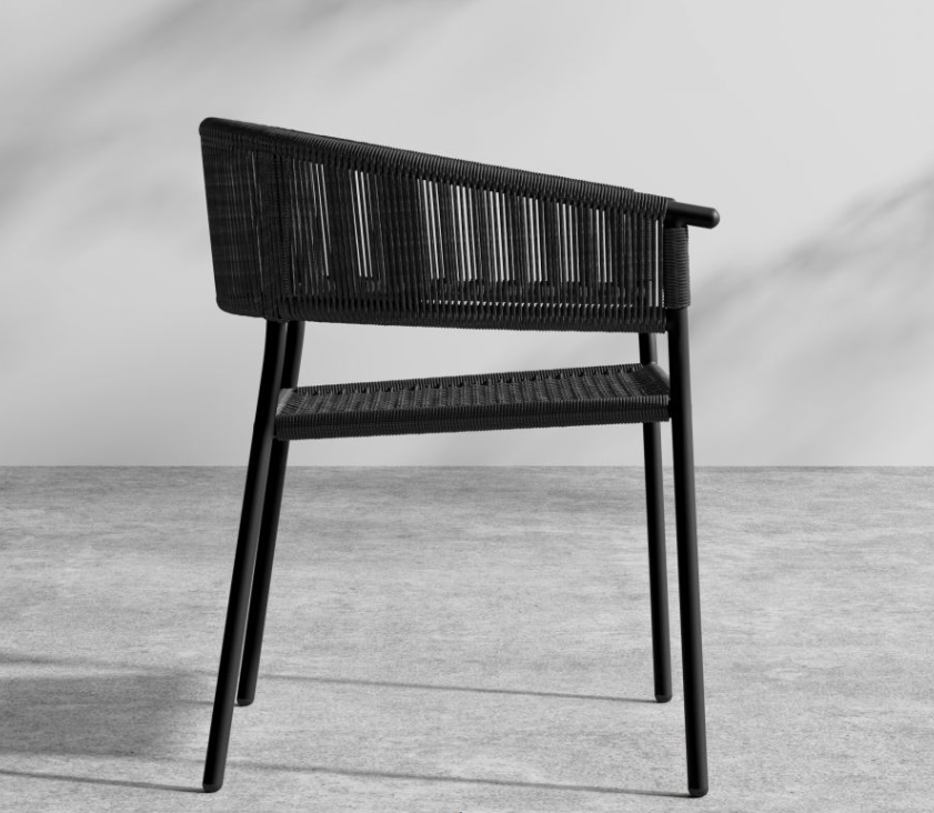 Afton Outdoor Dining Chair, Black Cord