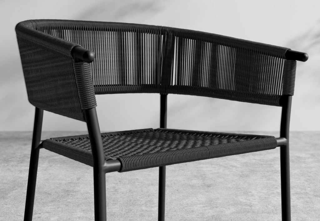 Afton Outdoor Dining Chair, Black Cord