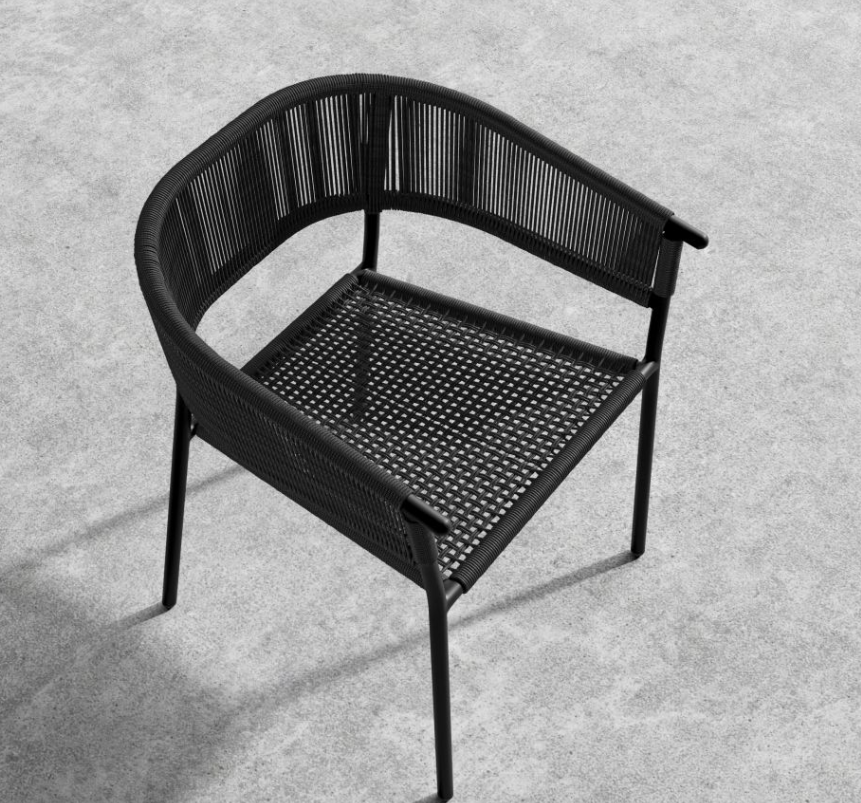 Afton Outdoor Dining Chair, Black Cord