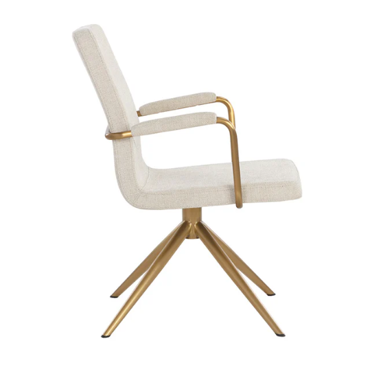 Hilda Swivel Dining Armchair, Chacha Cream