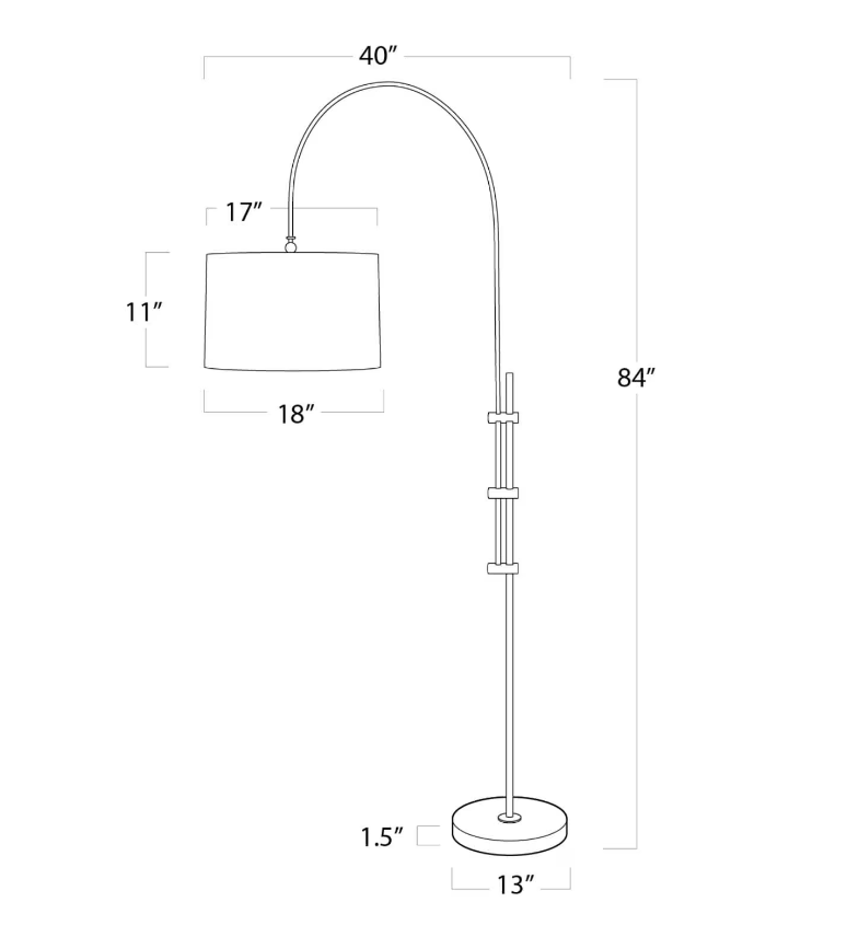 Arc Floor Lamp With Fabric Shade - Natural Brass