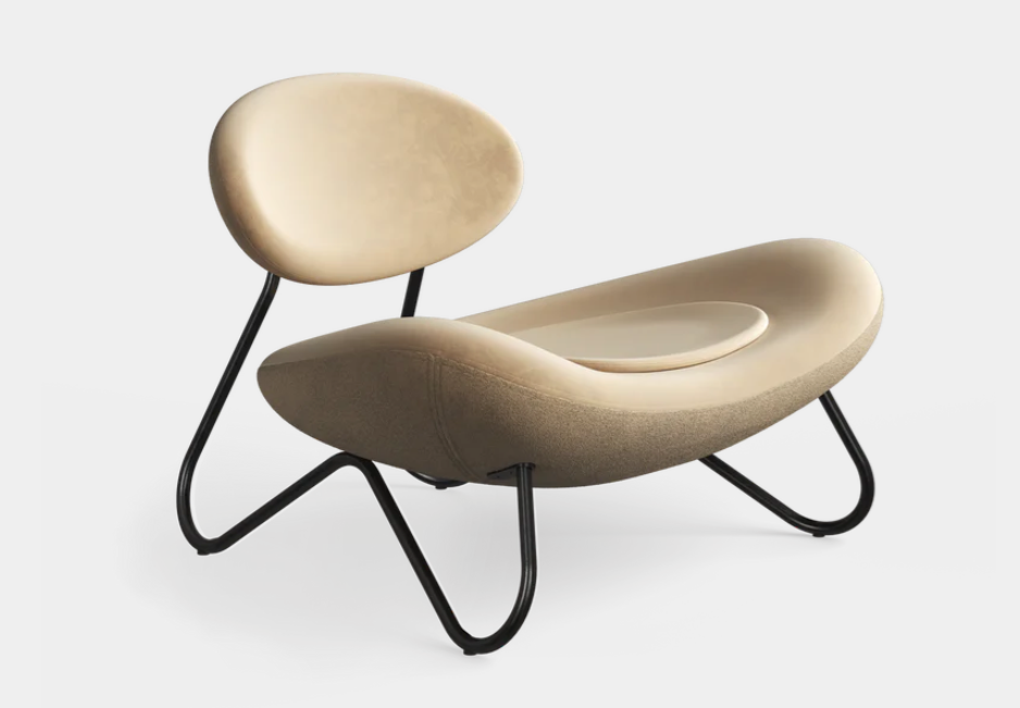 Meadow Lounge Chair, Gold Leather