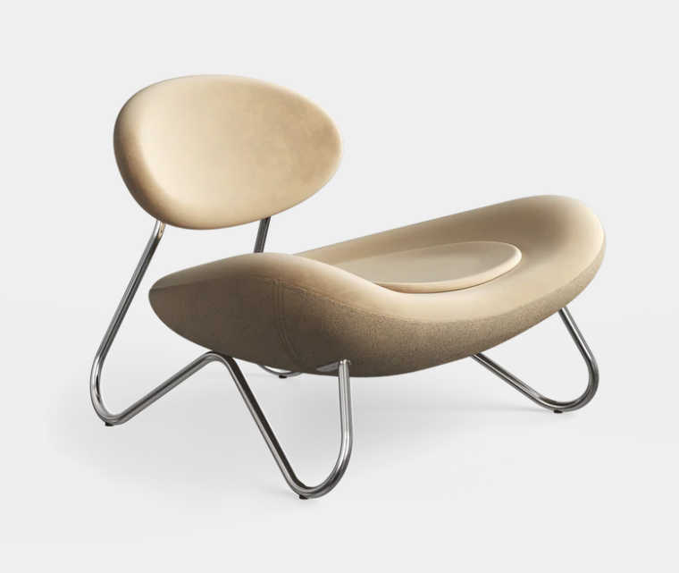 Meadow Lounge Chair, Gold Leather