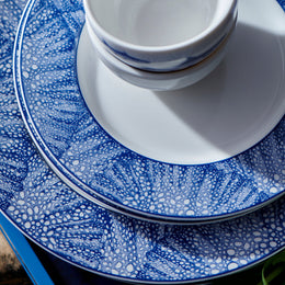 Sea Fan Rimmed Dinner Plate Blue