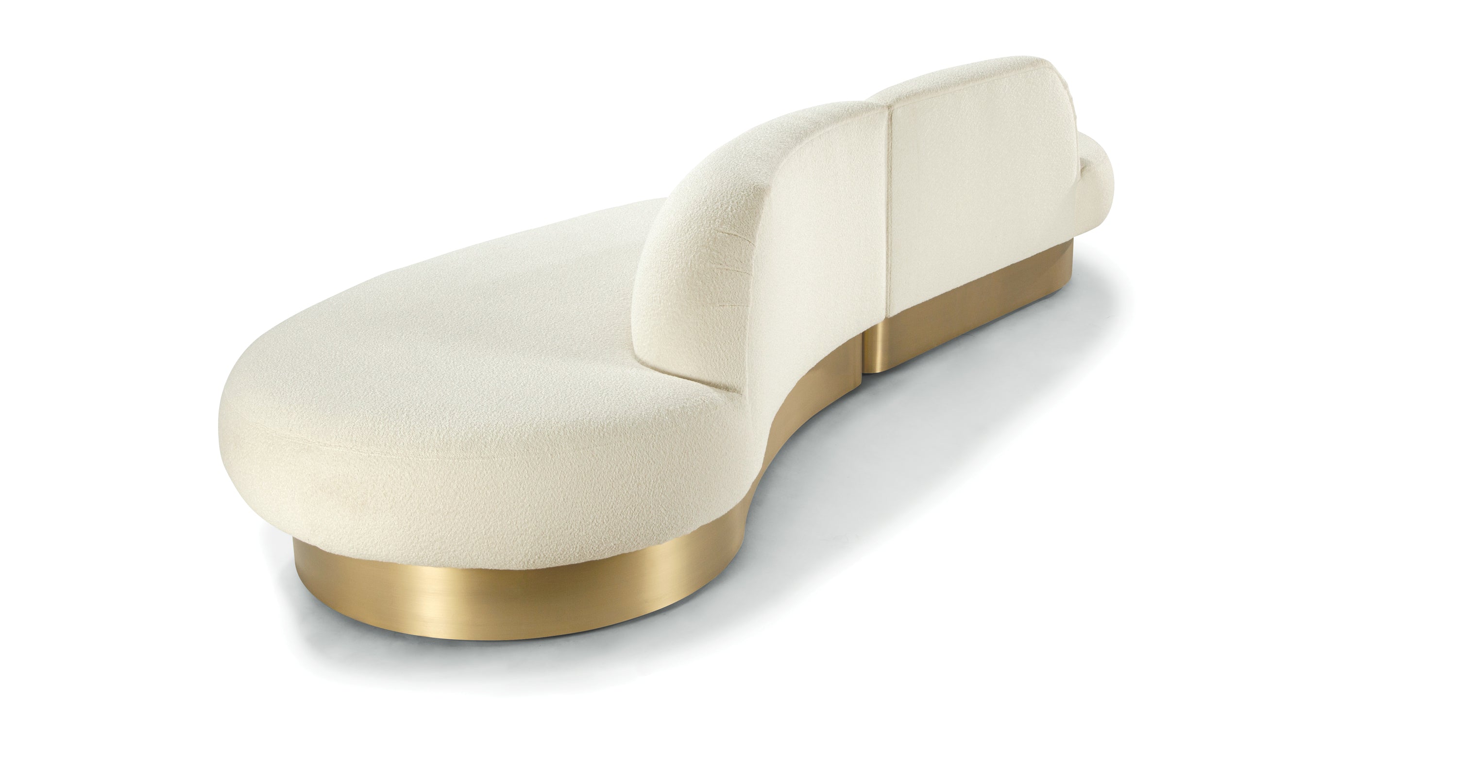 Sit Tight Small Sectional In Beige Fabric In Brushed Bronze Base