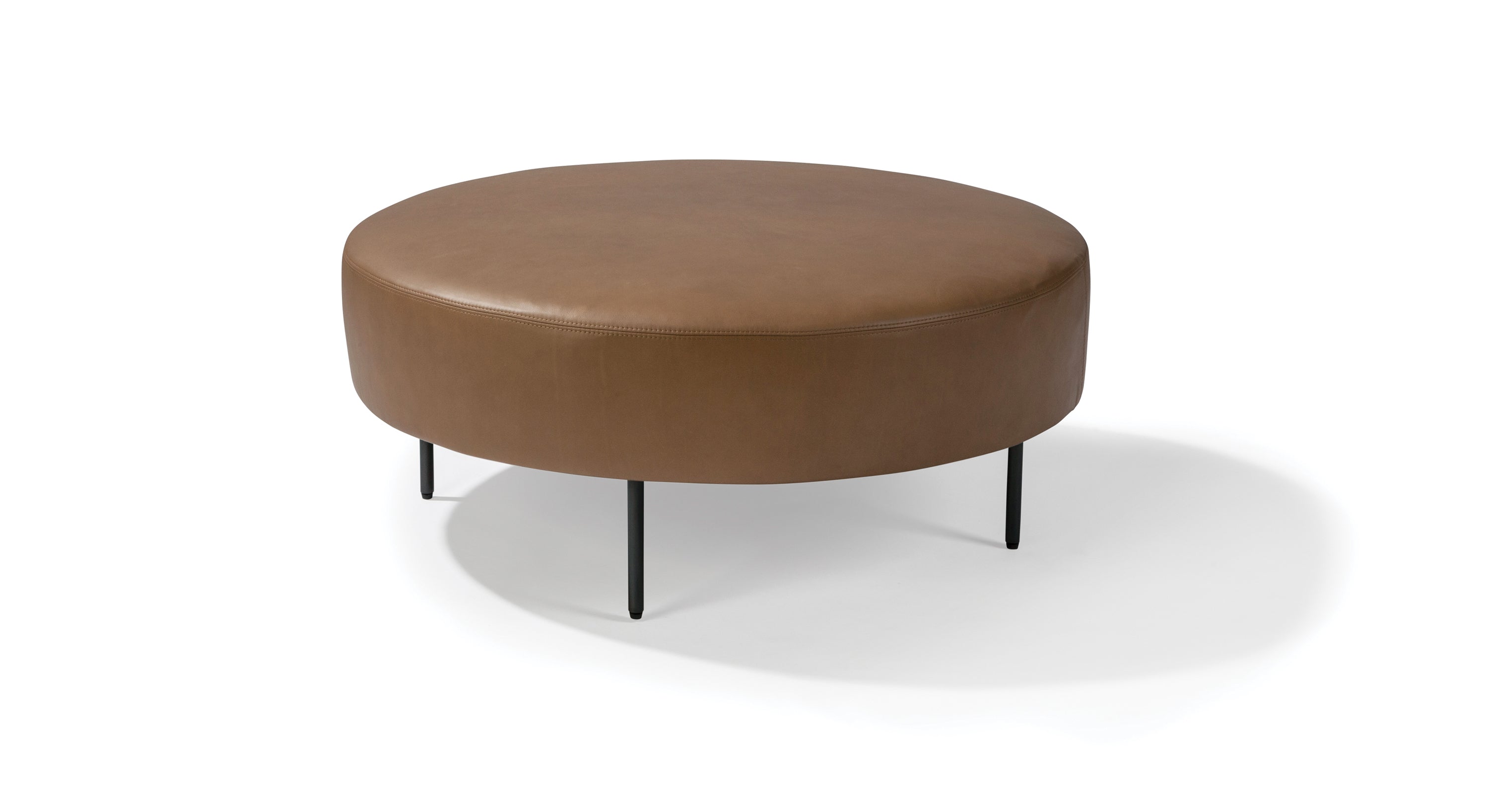 Slice Table Ottoman In Brown Leather With Dark Bronze Legs