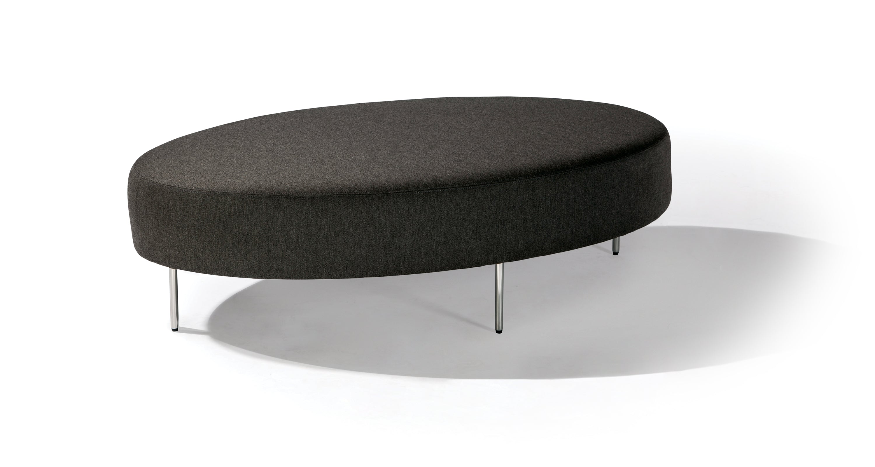 Slice Table Ottoman In Crypton Performance Fabric With Polished Stainless Steel Legs
