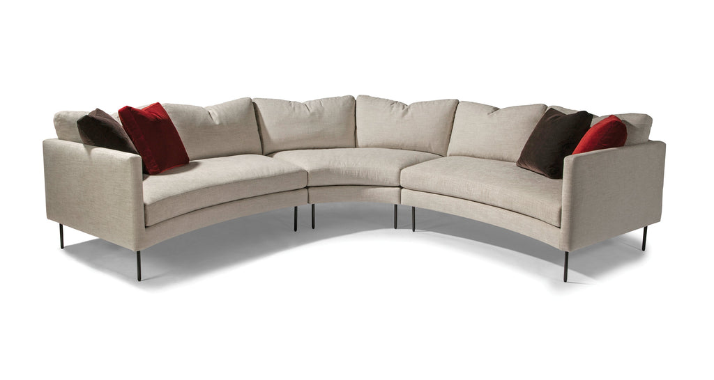 Slice Two Arm Sectional In Beige Crypton Performance Fabric With Dark Bronze Legs