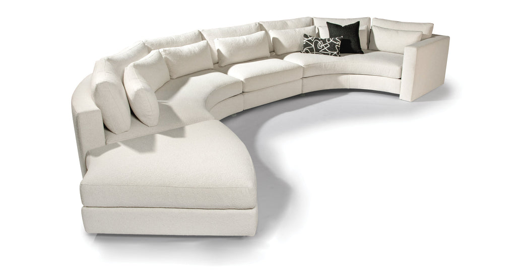 Straight Up Curved Sectional In White Fabric