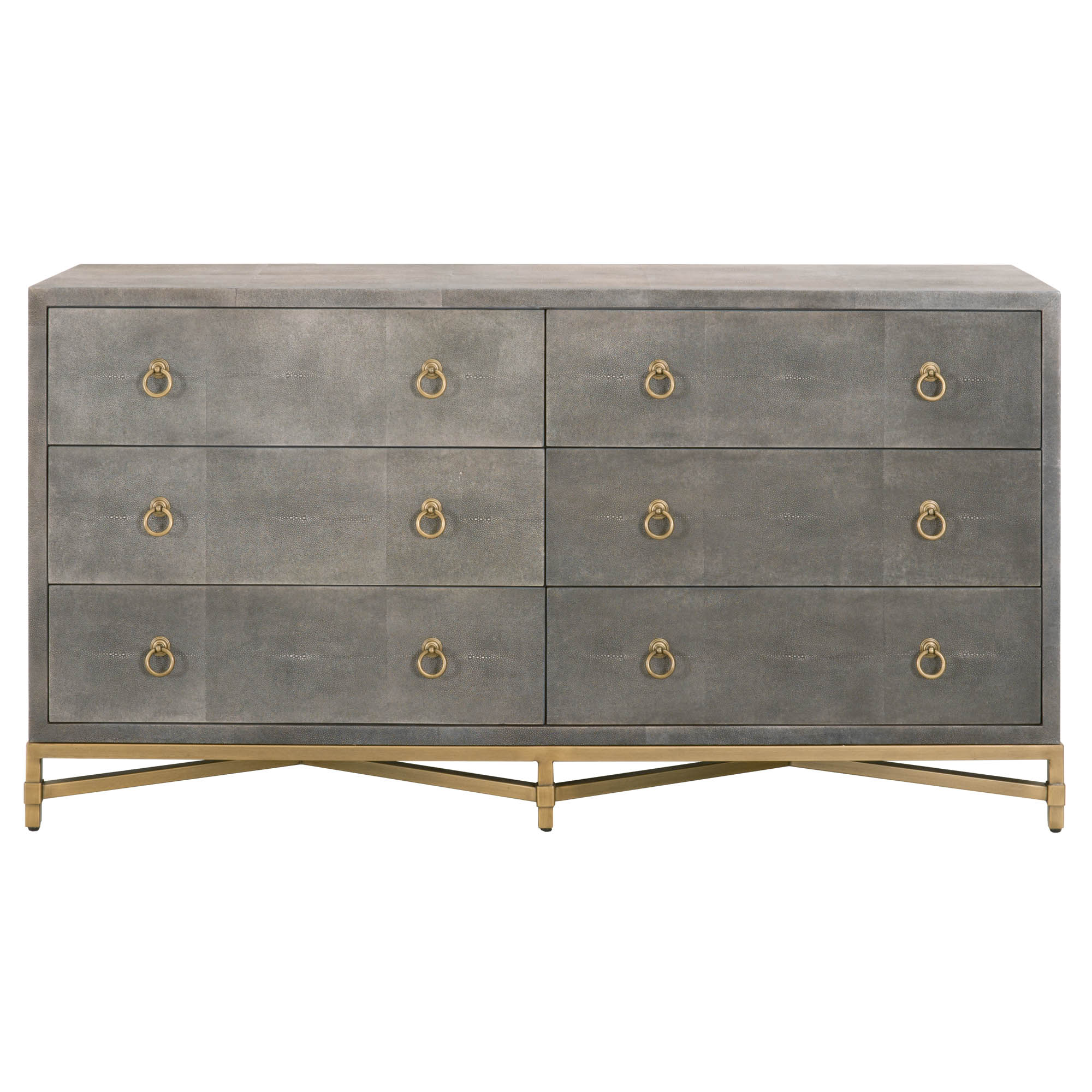 Strand Shagreen 6-Drawer Double Dresser, Grey Shagreen