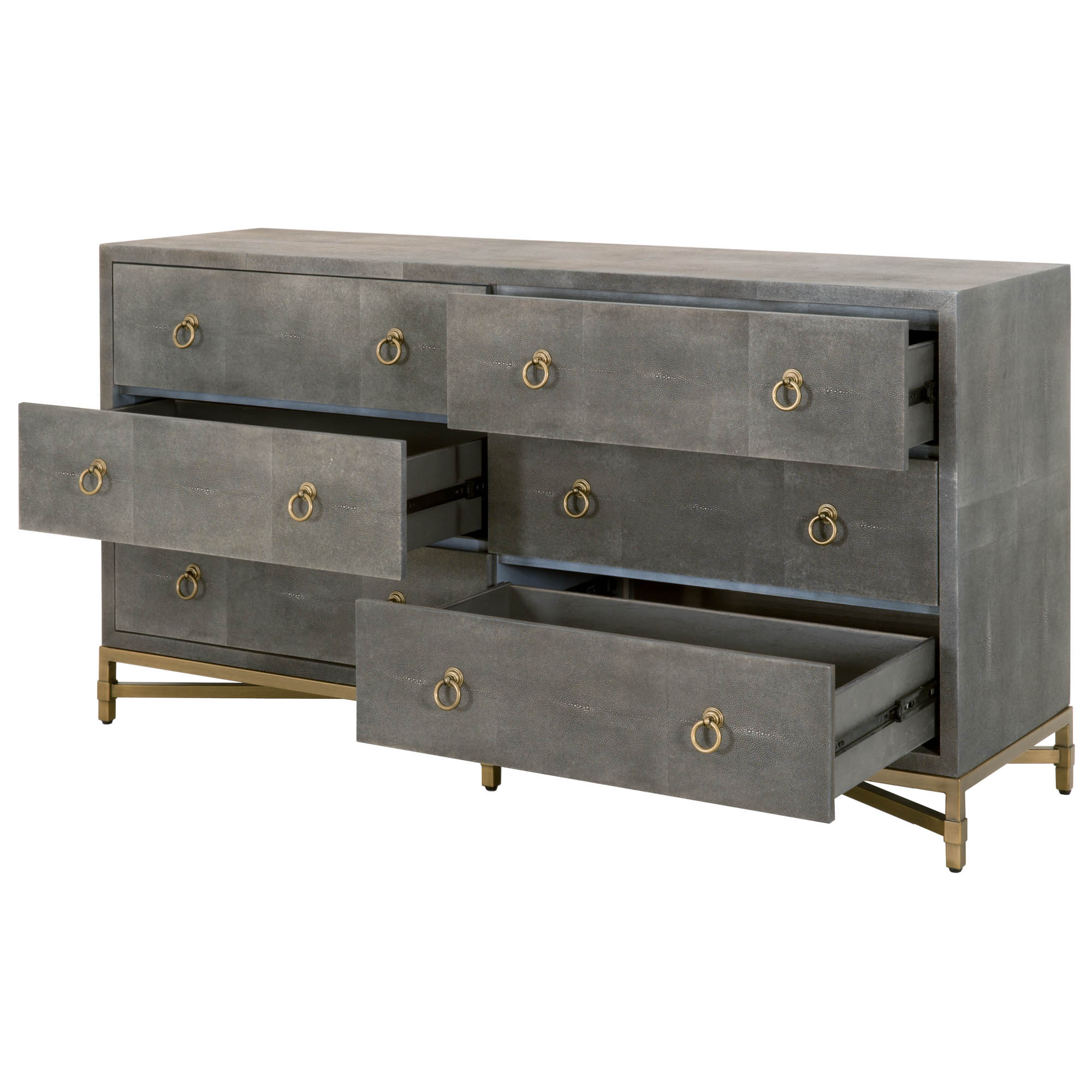 Strand Shagreen 6-Drawer Double Dresser, Grey Shagreen