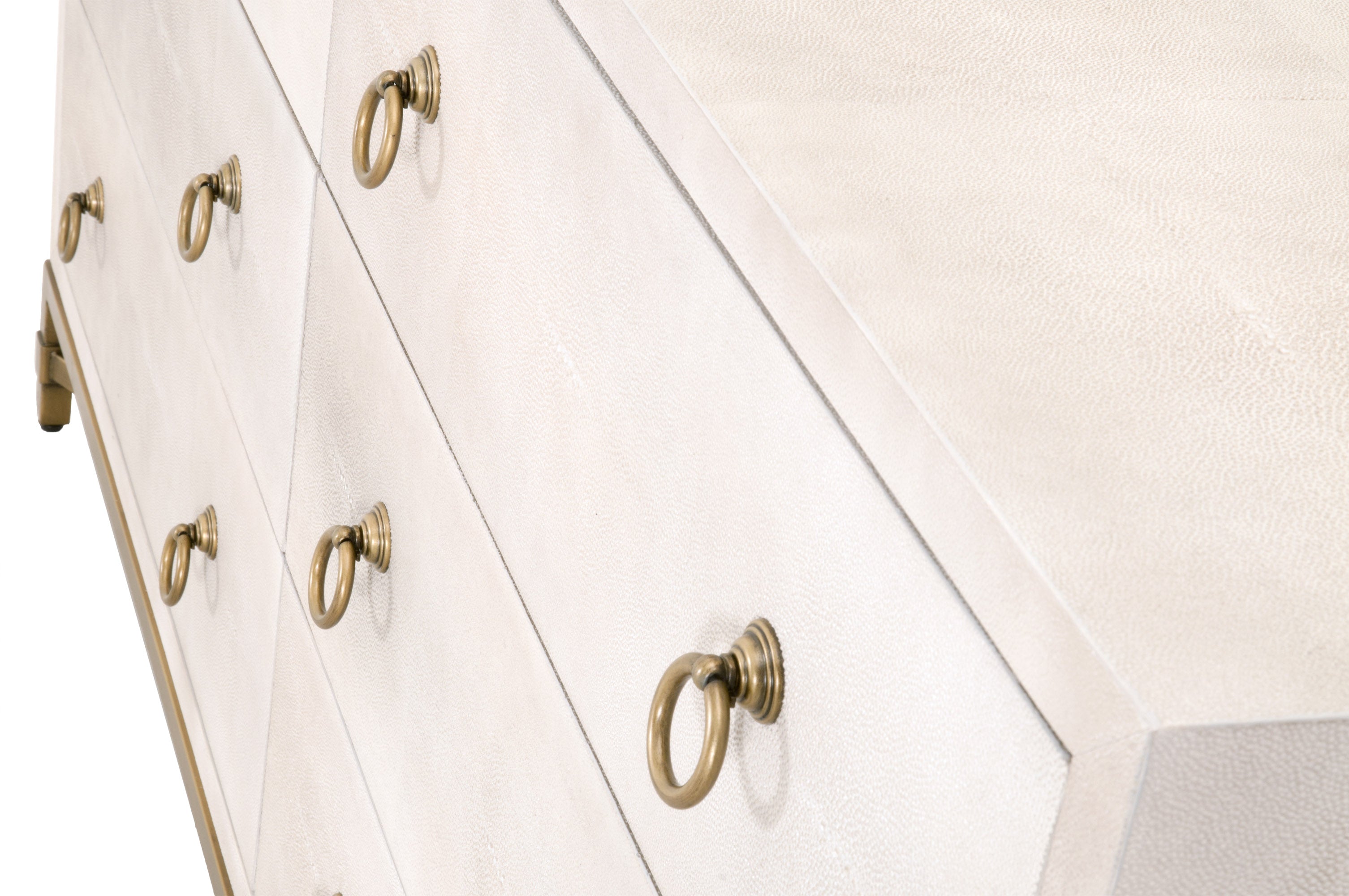 Strand Shagreen 6 Drawer Double Dresser - Pearl Shagreen, Brushed Gold