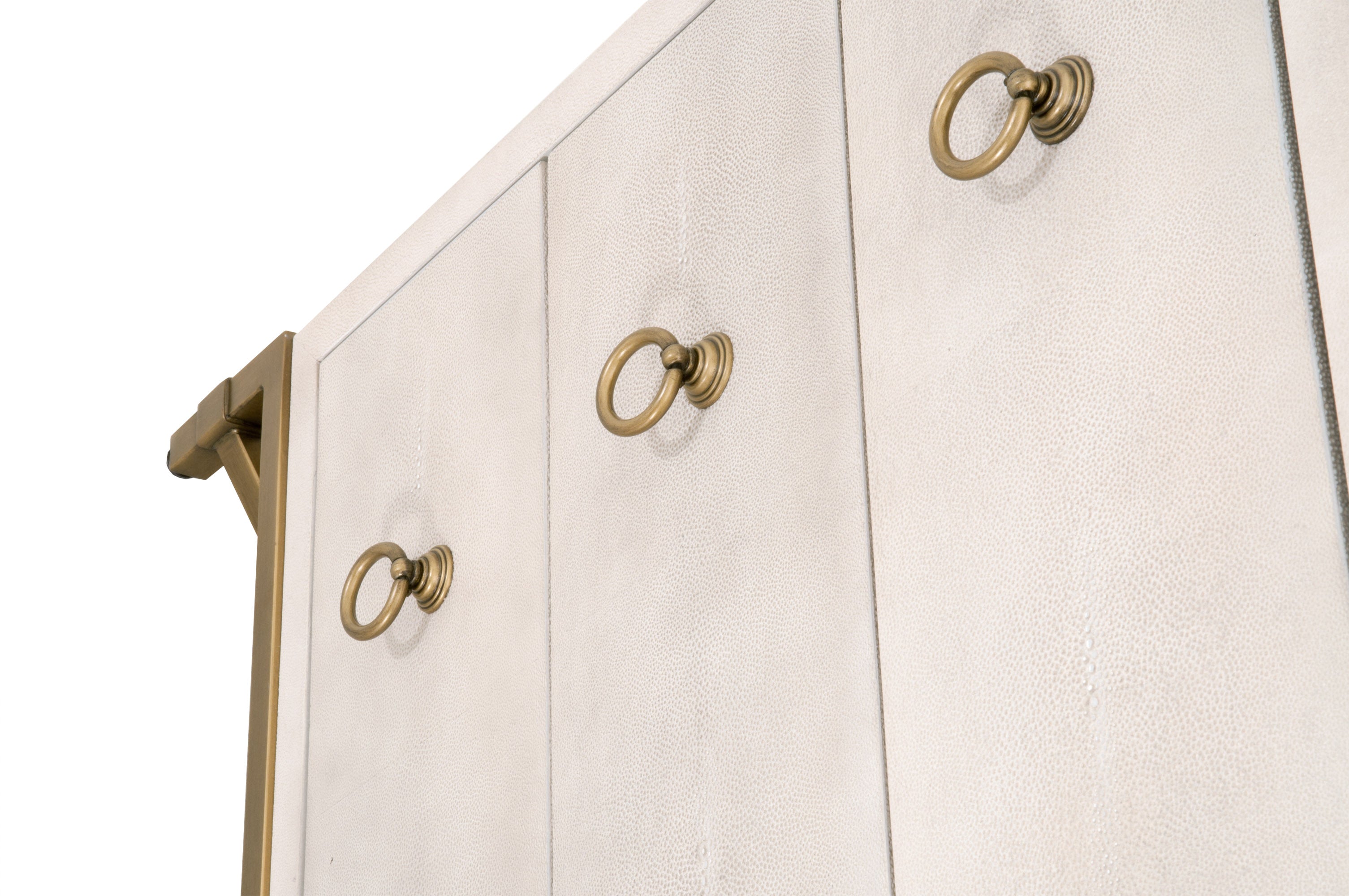 Strand Shagreen 6 Drawer Double Dresser - Pearl Shagreen, Brushed Gold