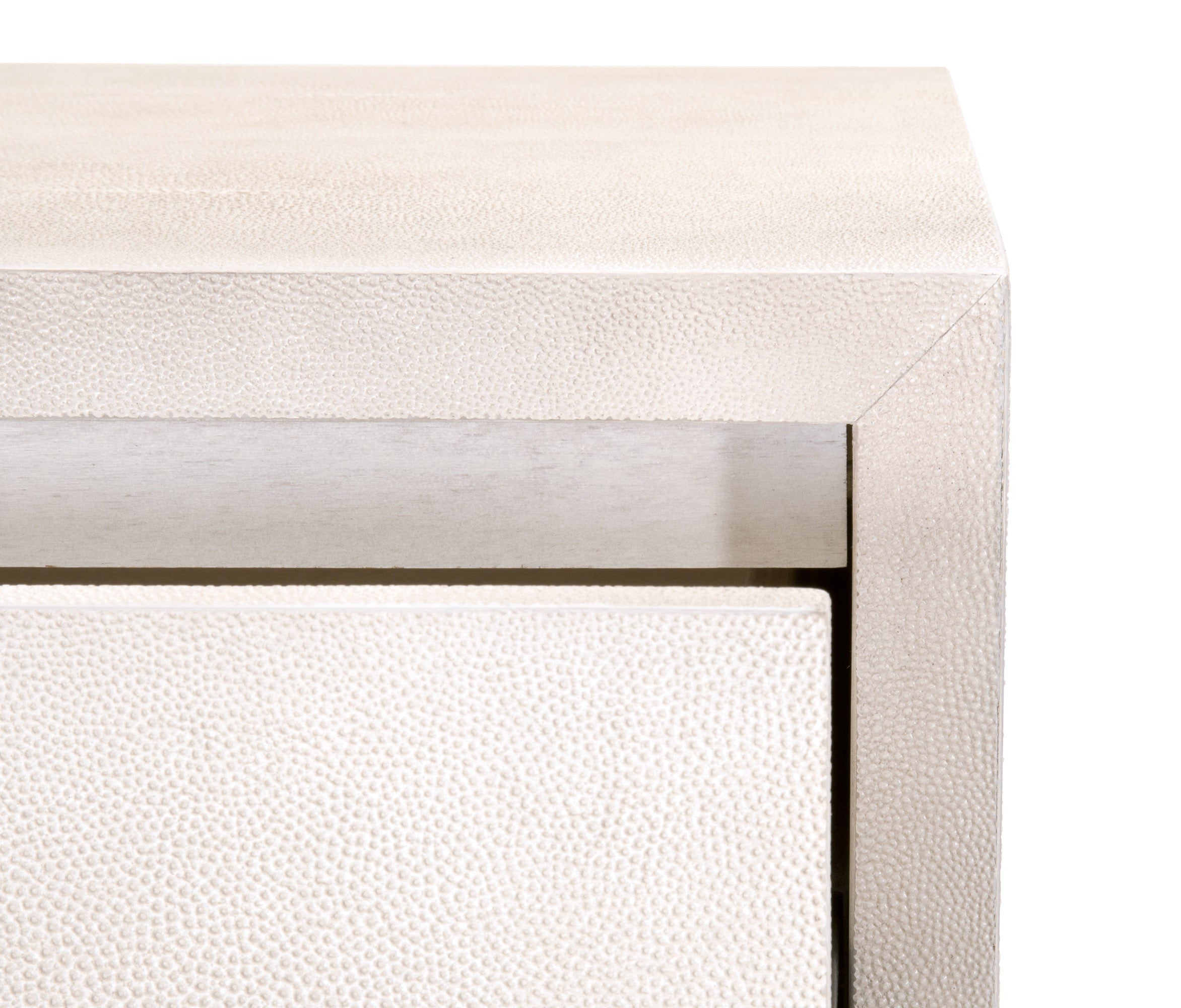 Strand Shagreen 6 Drawer Double Dresser - Pearl Shagreen, Brushed Gold