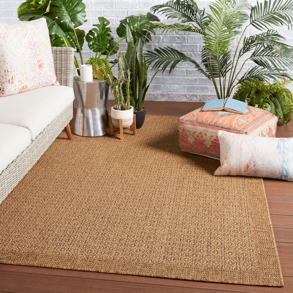 Vibe by Jaipur Living Maeva Indoor/ Outdoor Bordered Light Brown Area Rug