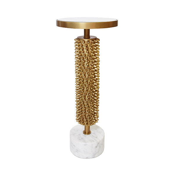 Round Pedestal Side Table With Urchin Textured Detail