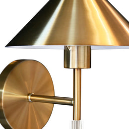 Sconce With Acrylic Pole And Triangular Metal Shade In Antique Brass