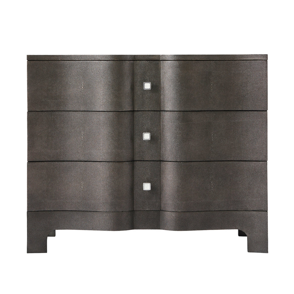 Nolan Serpentine Chest Of Three Drawers, Tempest Shagreen