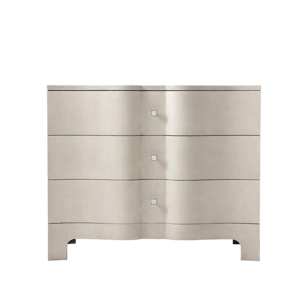 Nolan Serpentine Chest Of Three Drawers, Overcast Shagreen