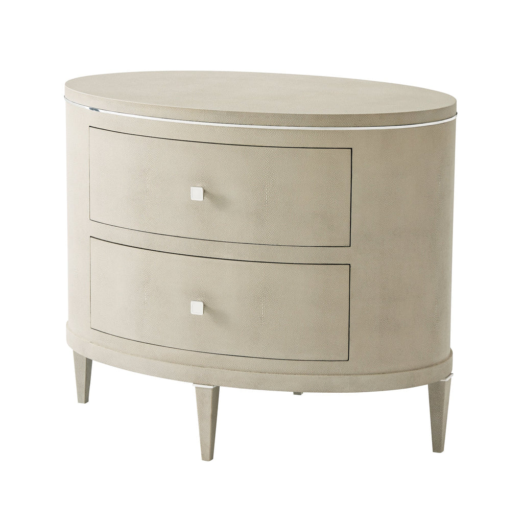 Eli Oval Nightstand, Overcast Shagreen