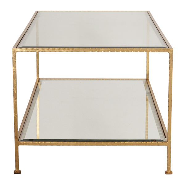 Gold Leaf Rectangular Coffee Table With Beveled Glass