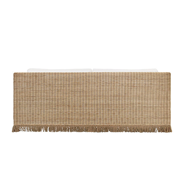 Lawson Style Sofa In Natural Rattan With Fringe Skirt