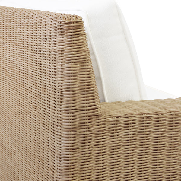 Lawson Style Sofa In Natural Rattan With Fringe Skirt