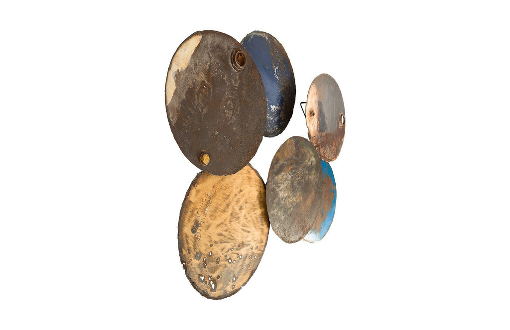Reclaimed Oil Drum Wall Disc, Individual Pieces, Assorted Colors and Depths