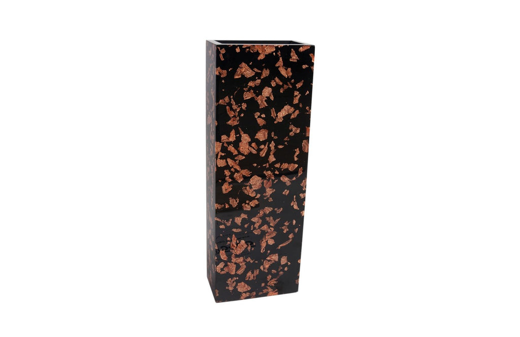 Captured Rose Gold Flake Vase, Black, SM