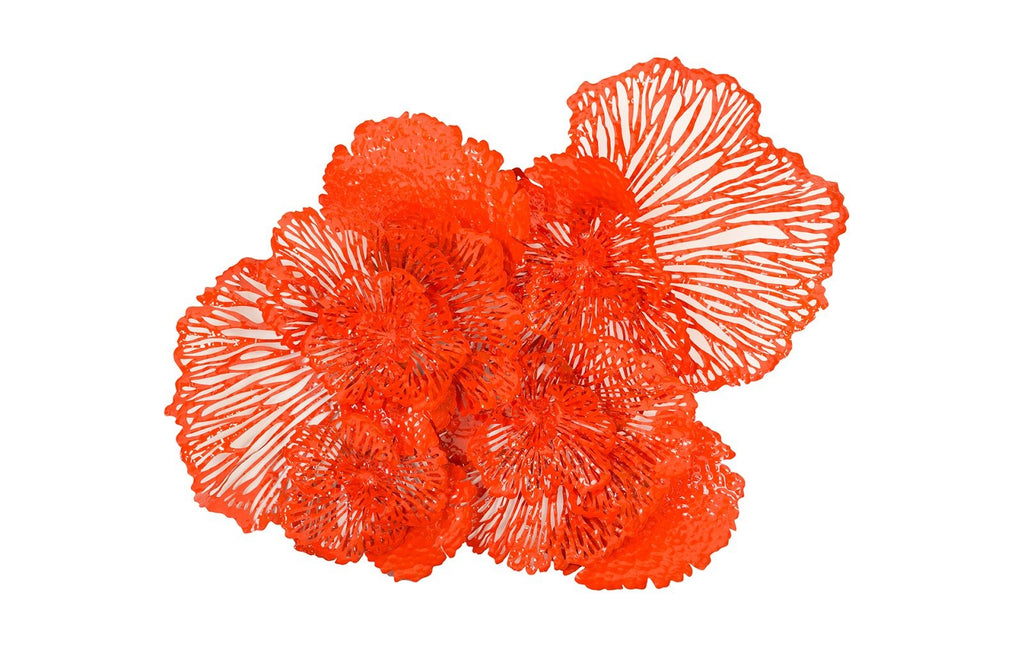 Flower Wall Art, Large, Coral, Metal