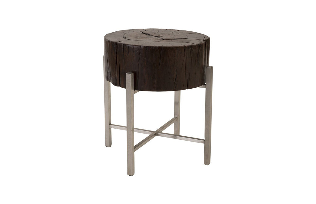 Nestled Cross Cut Side Table , Stainless Steel X Cross Leg