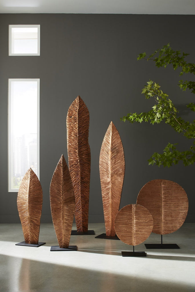 Carved Leaf on Stand, Copper Leaf, LG