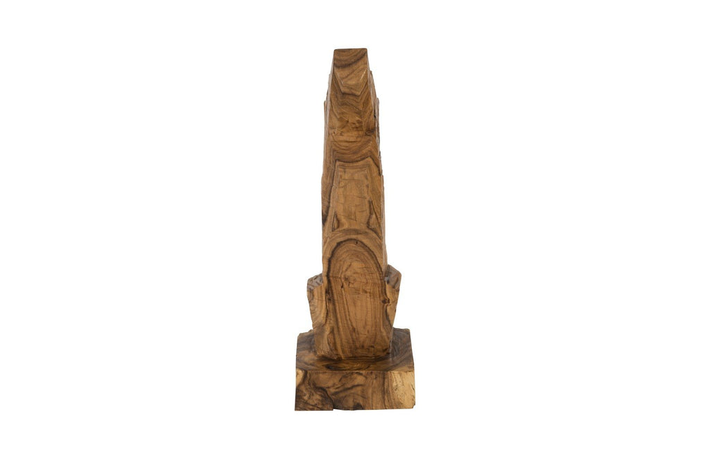 Howling Dog Sculpture, Chamcha Wood, Natural