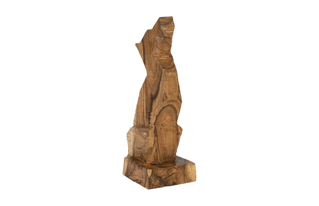 Howling Dog Sculpture, Chamcha Wood, Natural