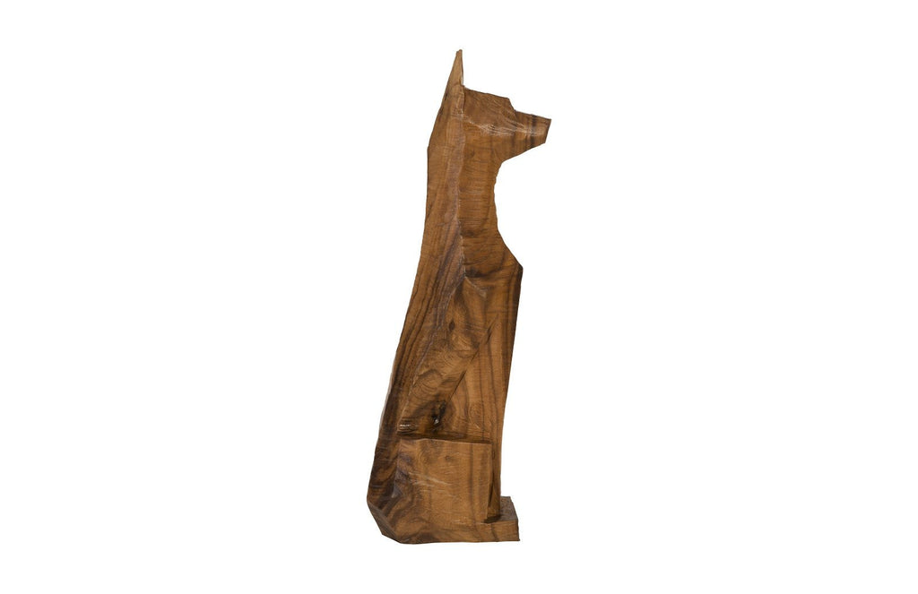 Seated Dog Sculpture, Chamcha Wood, Natural