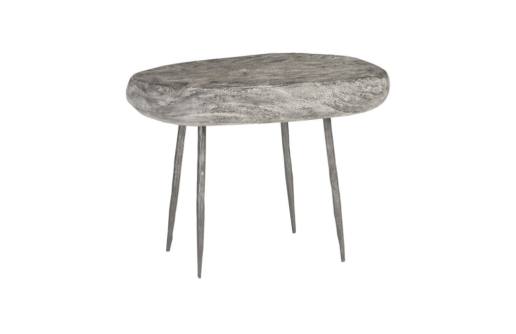 River Stone Side Table, Forged Legs