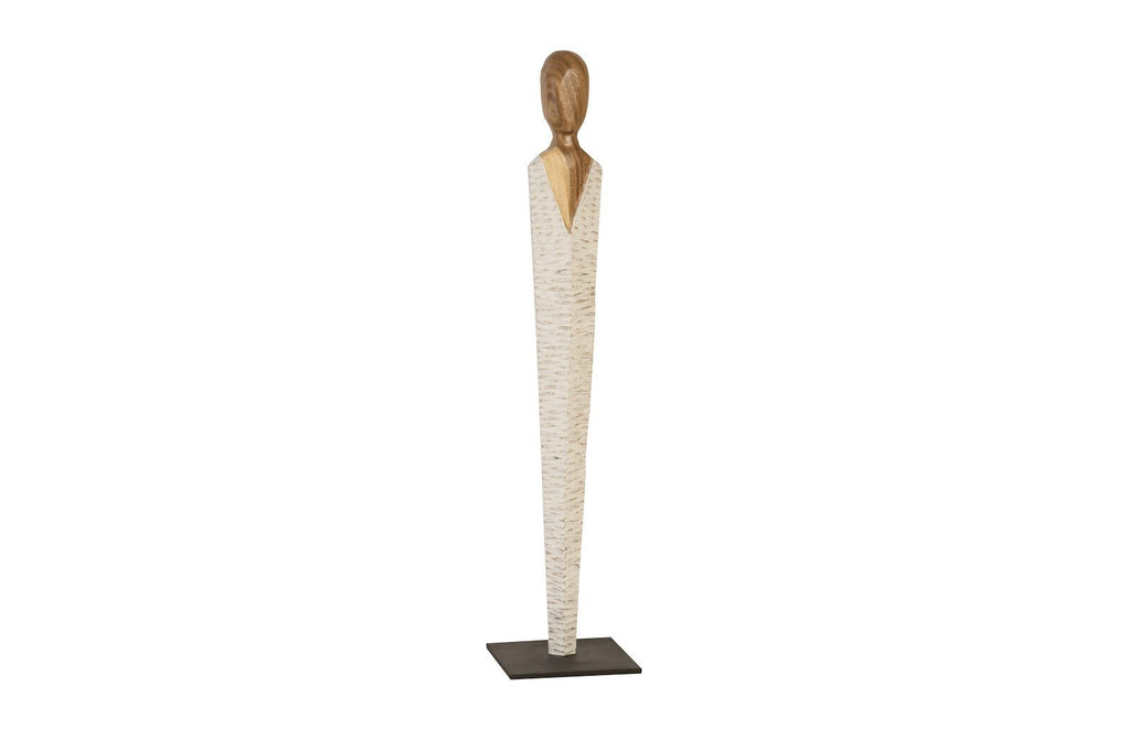 Vested Female Sculpture, Small, Chamcha, Natural, White, Gold