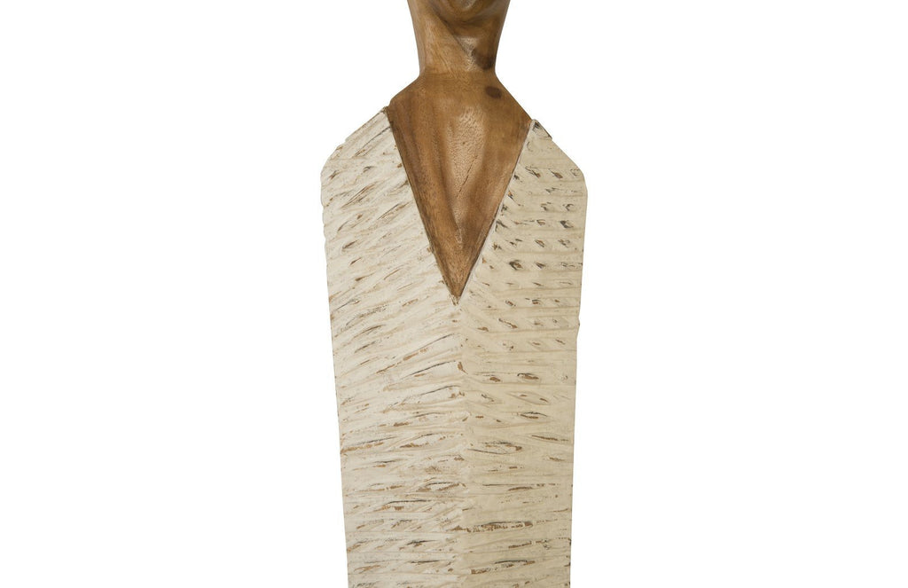 Vested Female Sculpture, Large, Chamcha, Natural, White, Gold