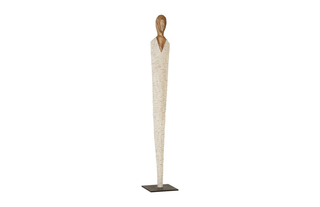 Vested Female Sculpture, Large, Chamcha, Natural, White, Gold