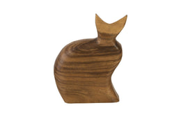 Sitting Cat Sculpture, Chamcha Wood, Natural